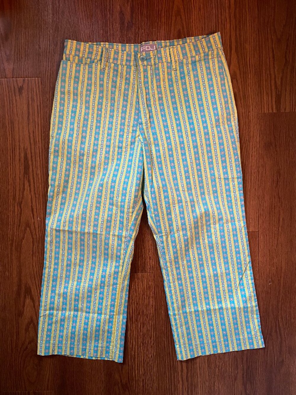 Vintage FDJ French Dressing Striped Suzanne Straight Crop Pants 16